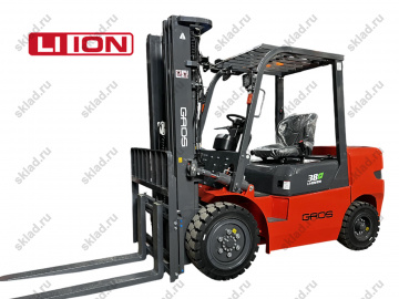 Электропогрузчик вилочный 3.8 тонны GROS LG38EFL с высоким клиренсом (батарея Li-ion, завод LONKING)